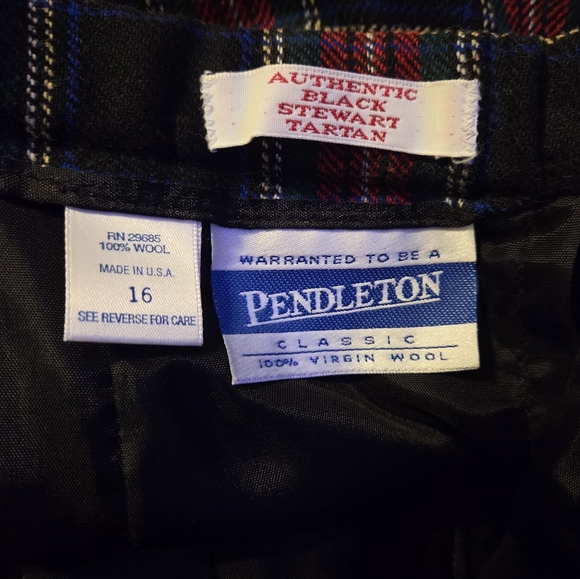Vtg Pendleton Wool Black Stewart Tartan Skirt - Picture 8 of 9